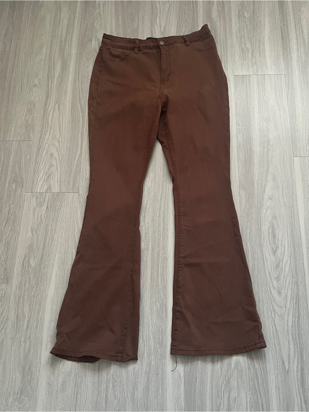 Fashion Nova Size 16 Brown High Rise Flare Jeans Stretch Pants